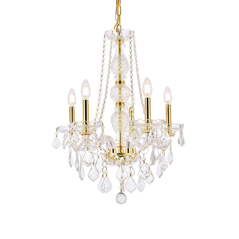 Image 4 Verona 5 Lt Gold Chandelier Clear more views