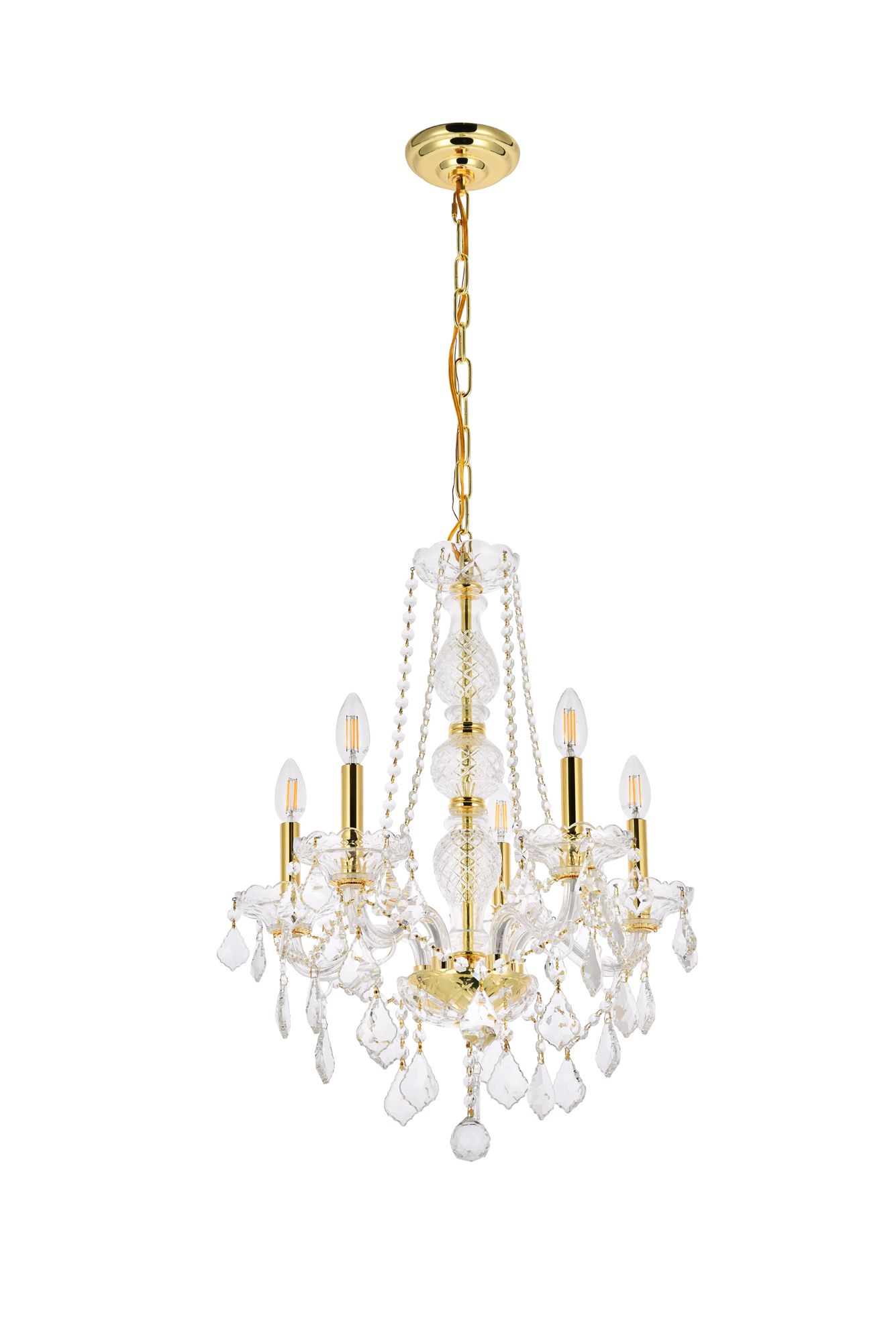 Verona 5 Lt Gold Chandelier Clear