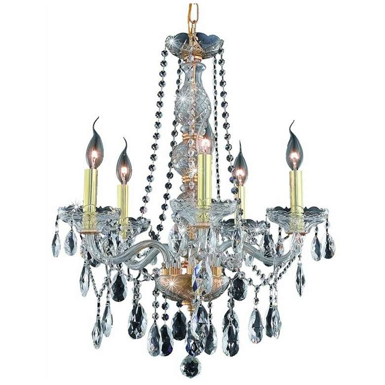 Image 1 Verona 5 Lt Gold Chandelier Clear