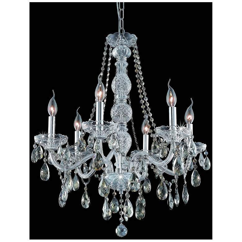 Image 1 Verona 6 Lt Chrome Chandelier Golden Teak