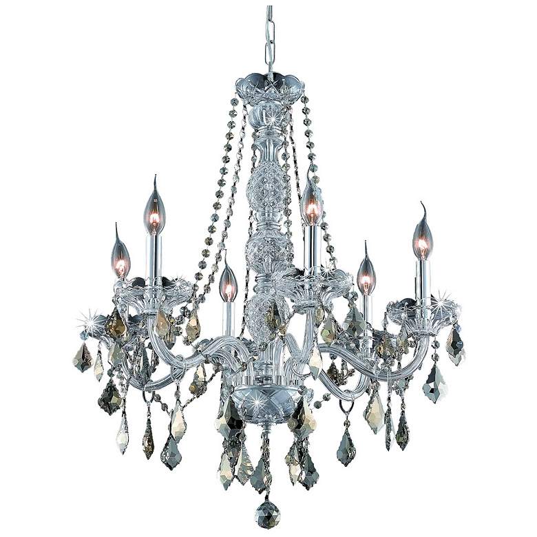 Image 1 Verona 6 Lt Chrome Chandelier Golden Teak