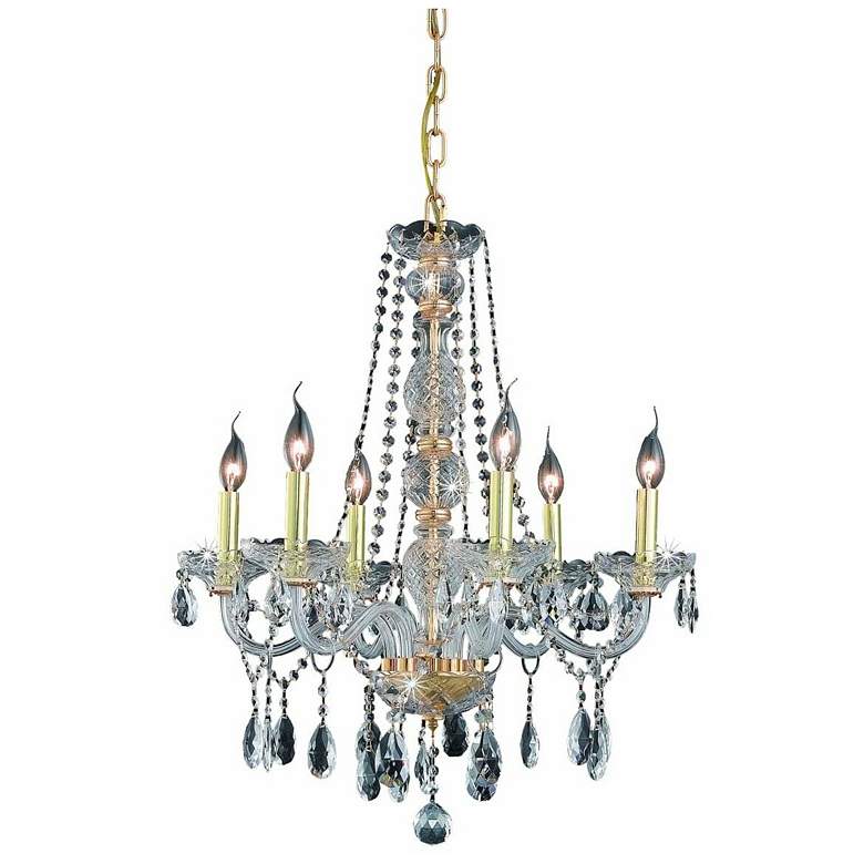 Image 1 Verona 6 Lt Gold Chandelier Clear