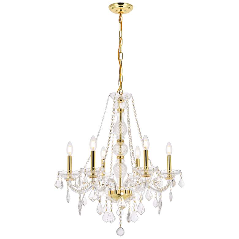 Image 1 Verona 6 Lt Gold Chandelier Clear