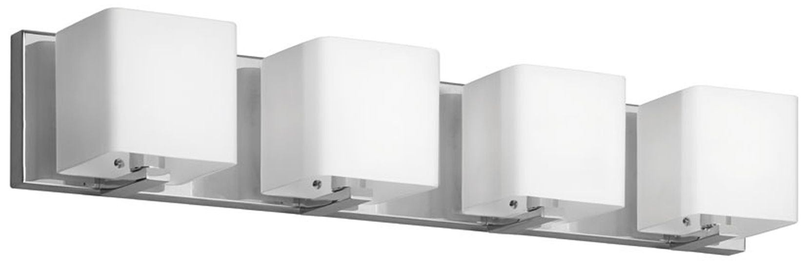 Verona Modern 4 Light Vanity, Polished Chrome, Frosted White Glass Shade
