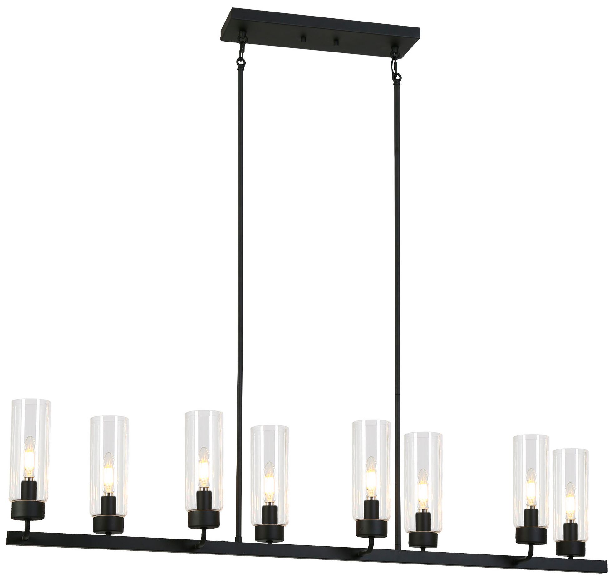 Verona Modern Black 47.2" 8-Light Linear Clear Glass Chandelie