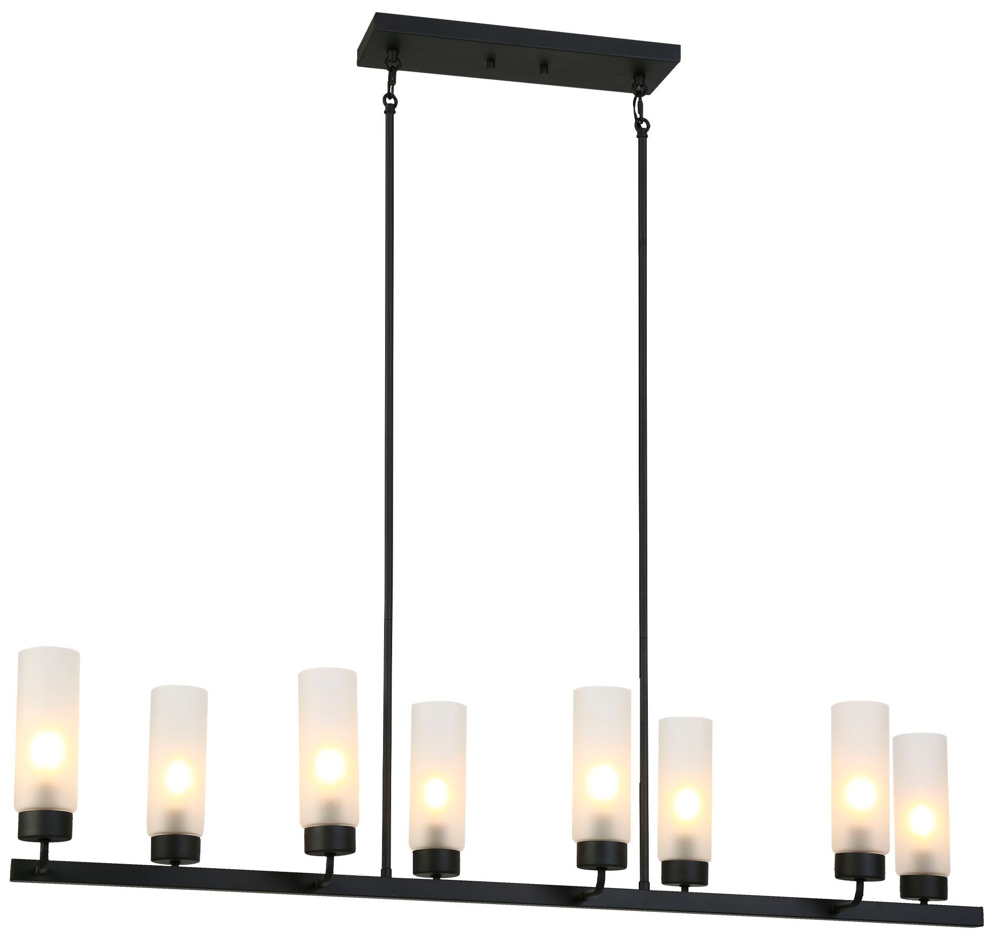 Verona Modern Black 47.2" 8-Light Linear Glass Chandelier