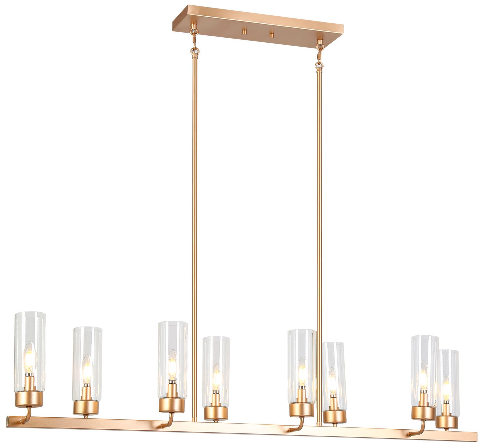Verona Modern Gold 47.2" 8-Light Linear Clear Glass Chandelier