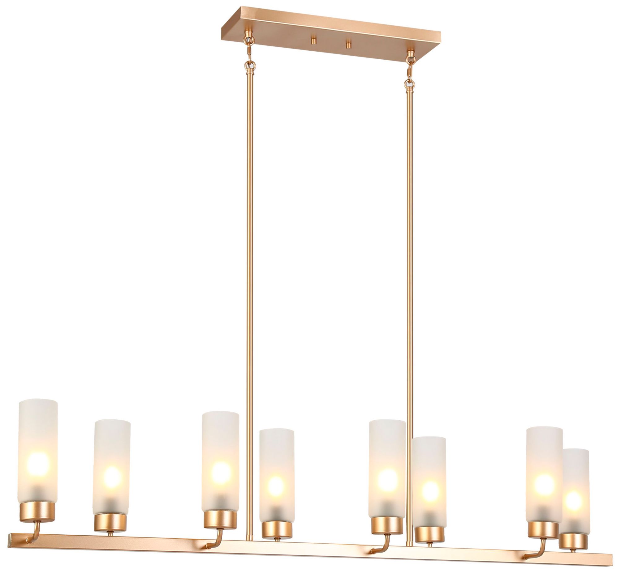 Verona Modern Gold 47.2" 8-Light Linear Cylinder Glass Chandelier