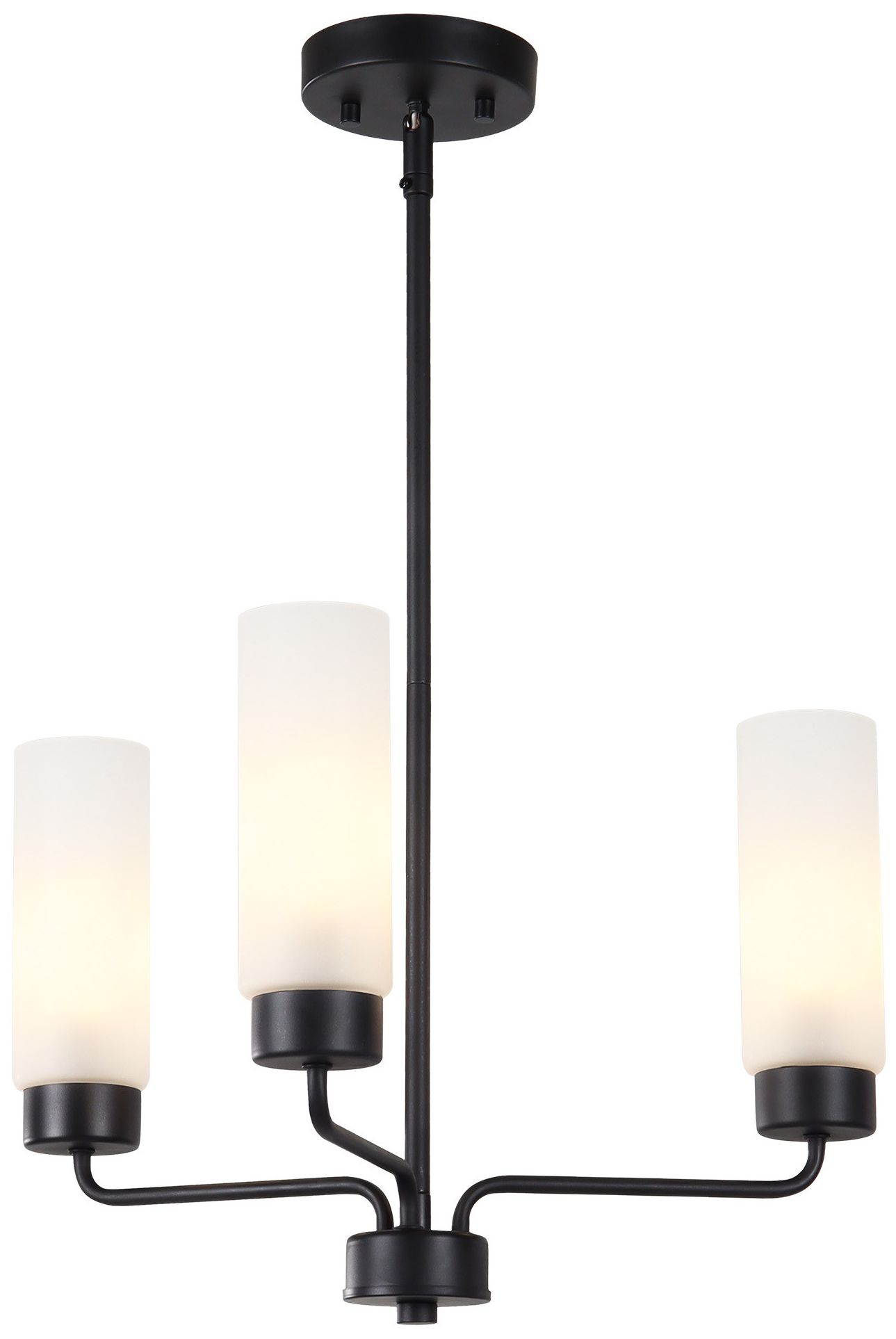 Verona Modern Matte Black 18" Wide 3-Light Frosted Glass Chandelier