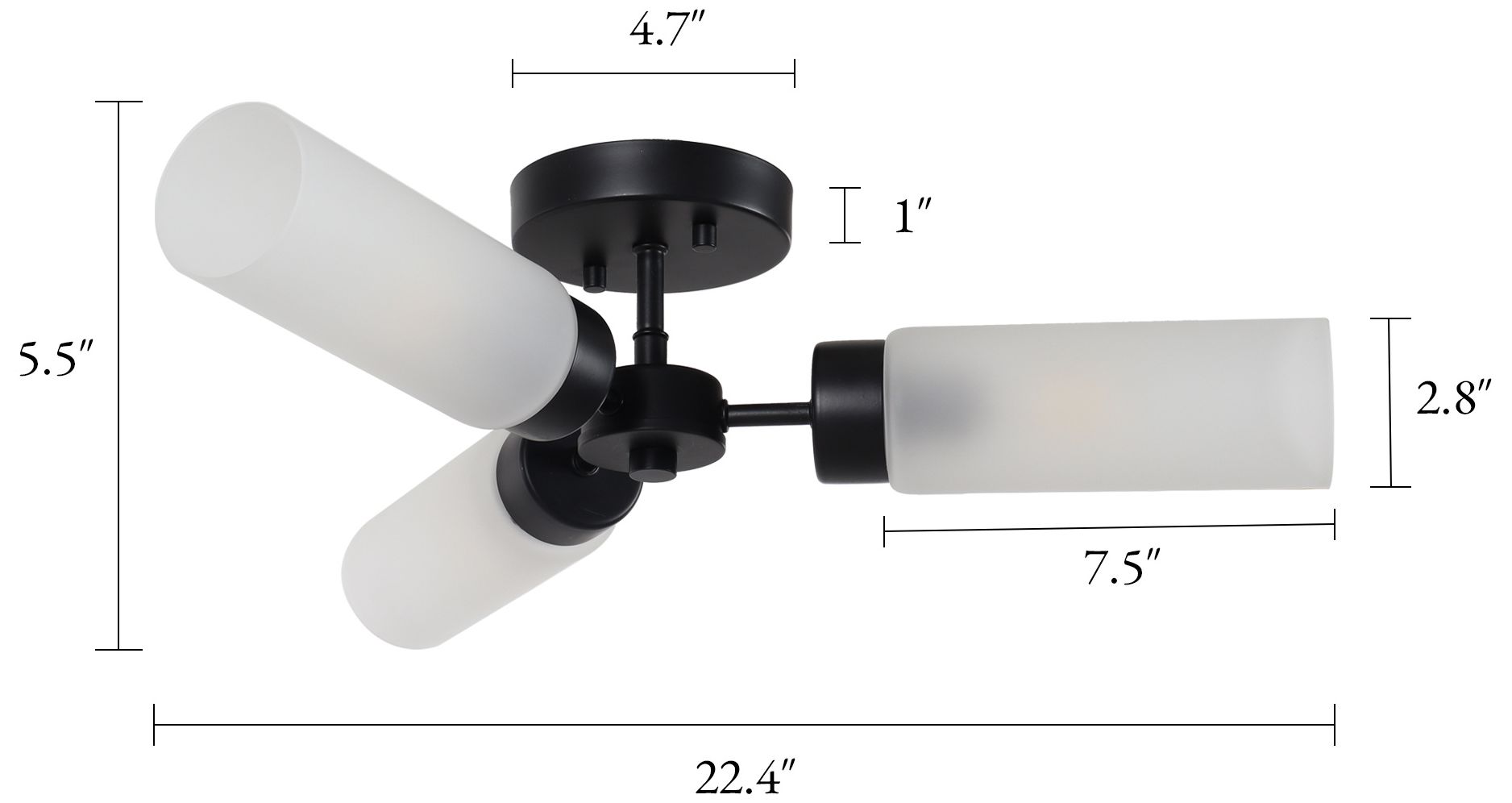 Image 2 Verona Modern Matte Black 22" Wide 3-Light Frosted Glass Ceiling Light more views