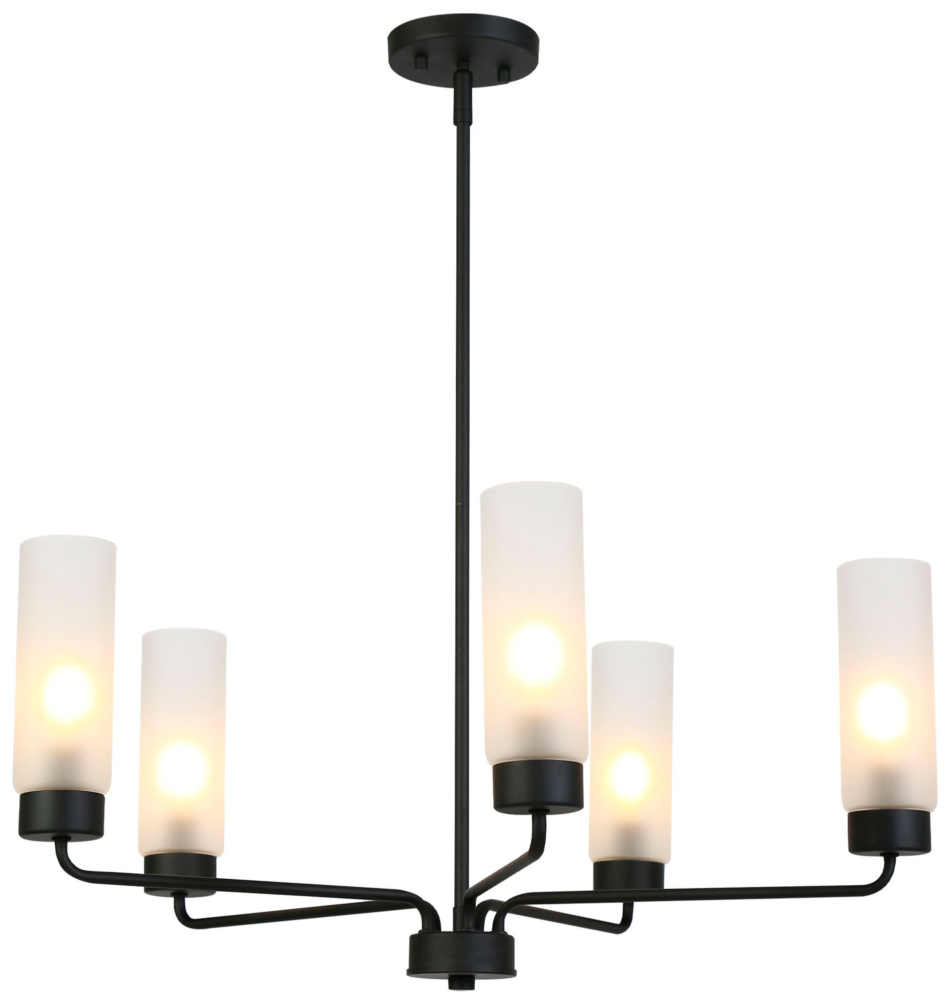 Verona Modern Matte Black 27.6" 5-Light Chandelier Glass Dining Pendant