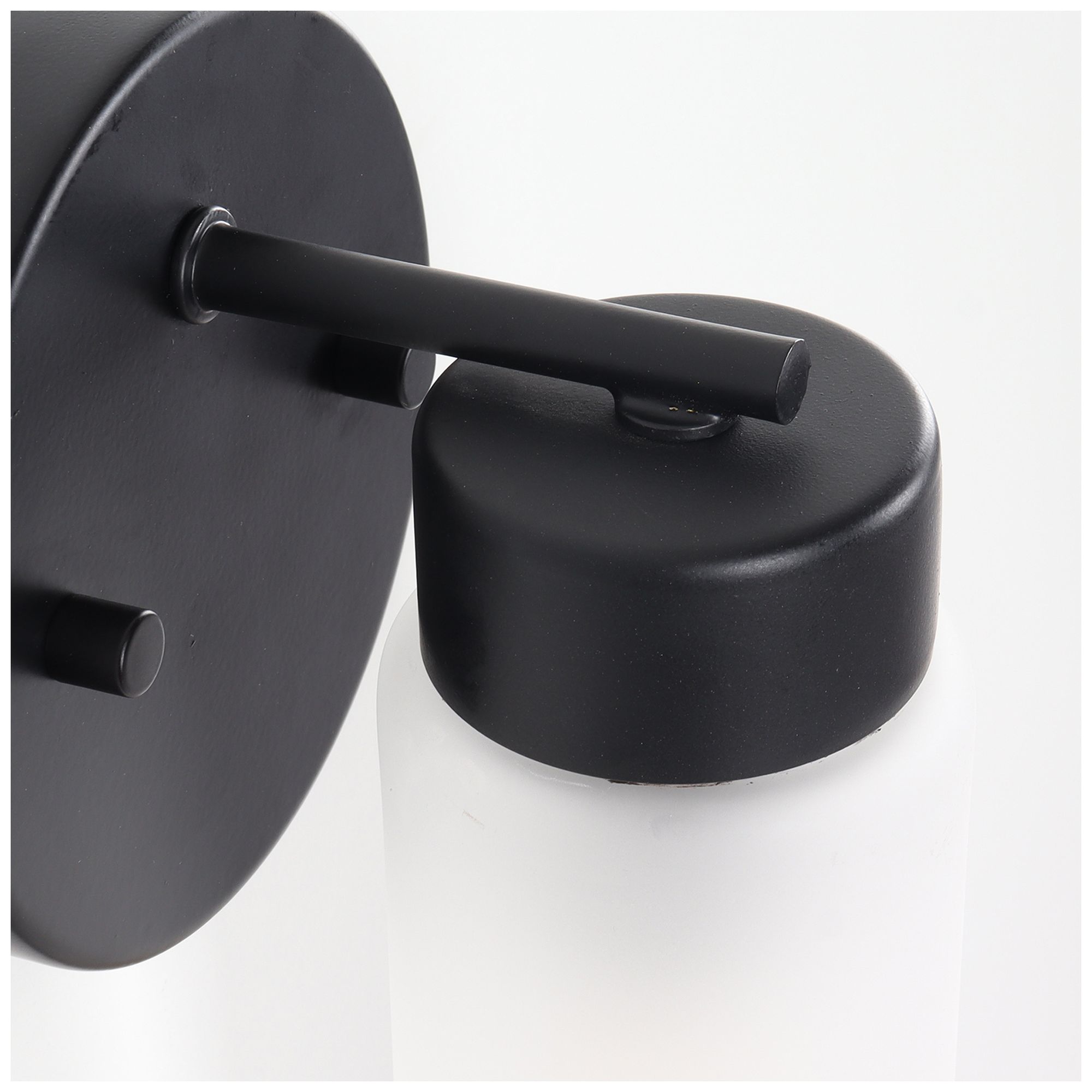Image 4 Verona Modern Matte Black Frosted Glass Cylinder Wall Sconce more views