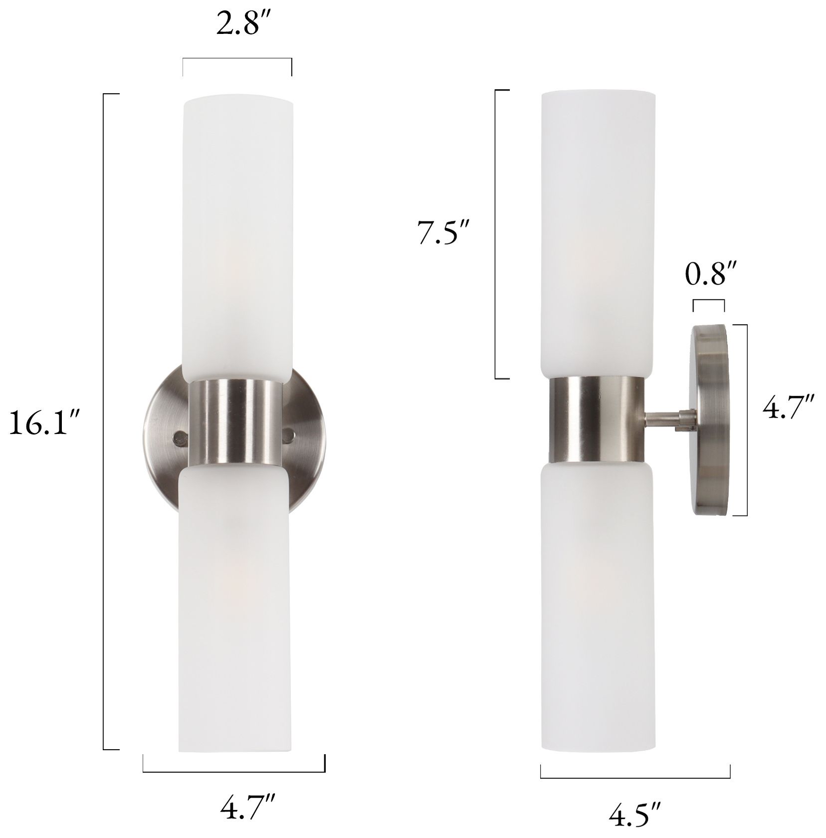 Thumbnail2 of Verona Modern Nickel 16" High 2-Light Frosted Glass Wall Sconce more views