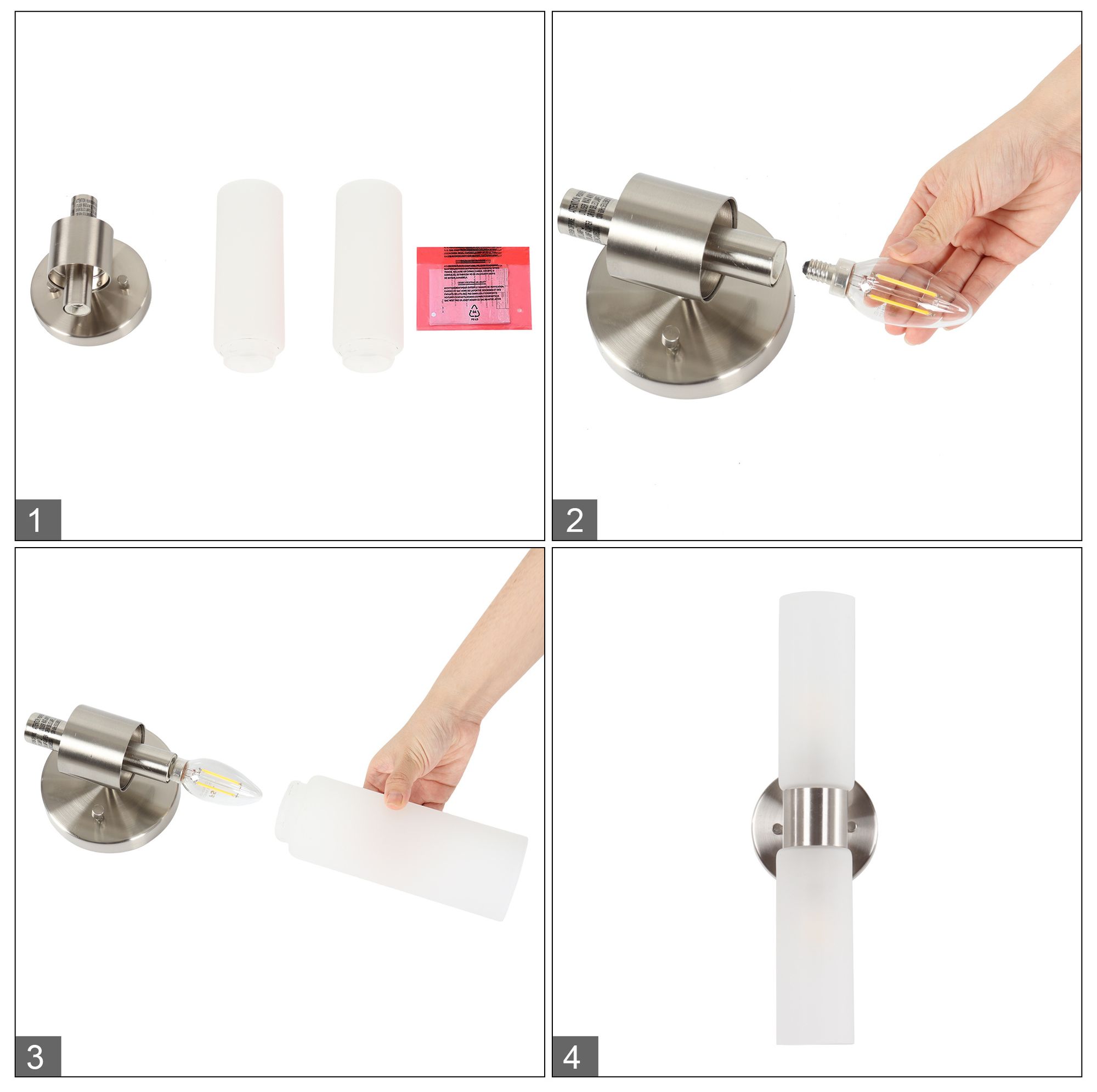 Thumbnail4 of Verona Modern Nickel 16" High 2-Light Frosted Glass Wall Sconce more views