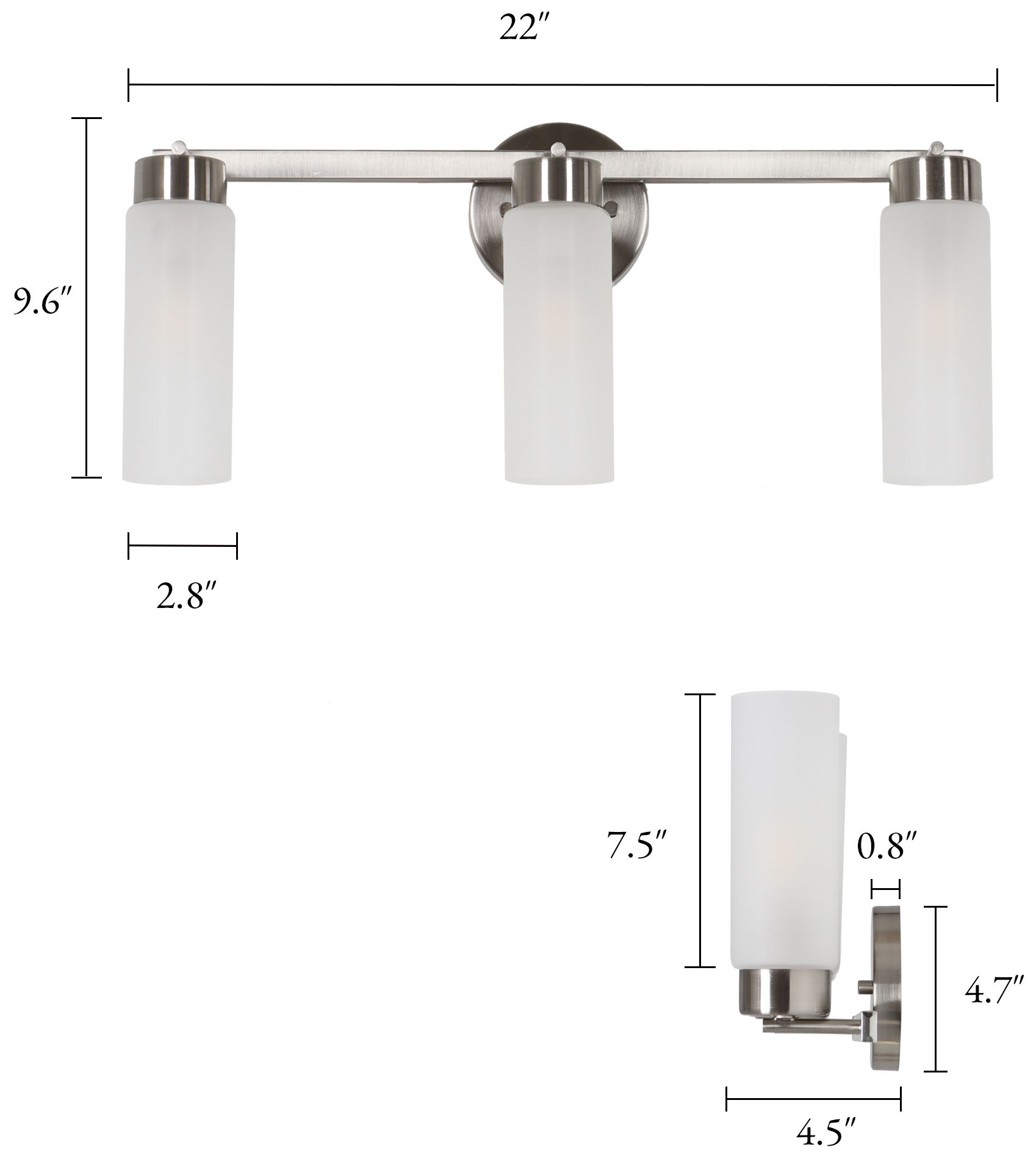 Image 2 Verona Modern Nickel 22" Wide 3-Light Frosted Glass Bath Light more views
