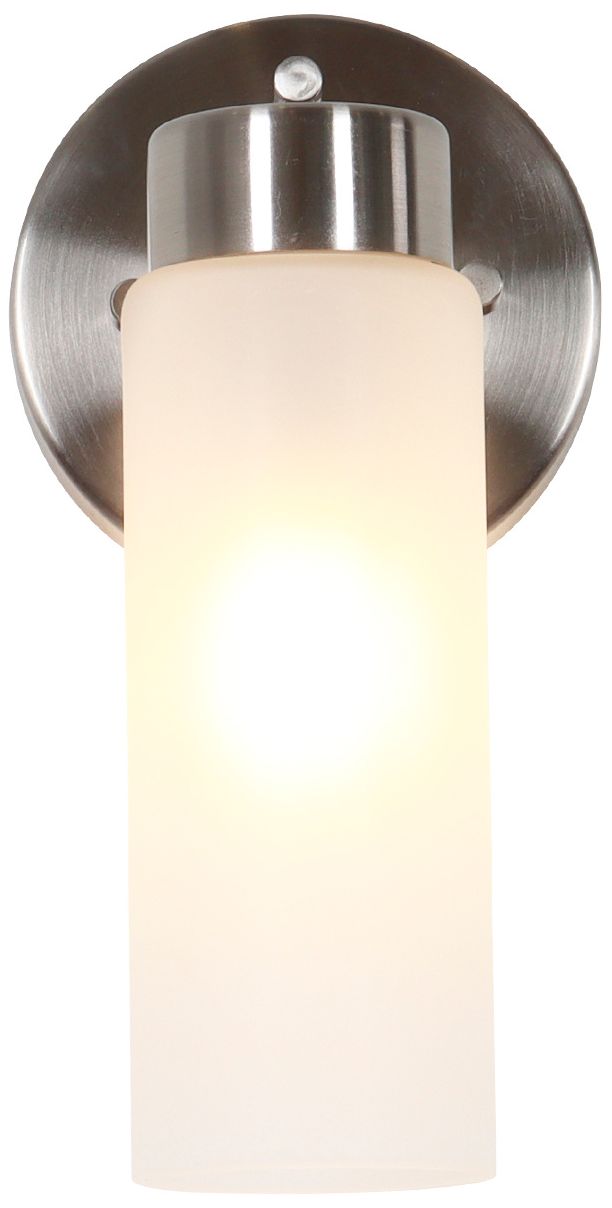 Verona Modern Nickel Frosted Glass Cylinder Wall Sconce