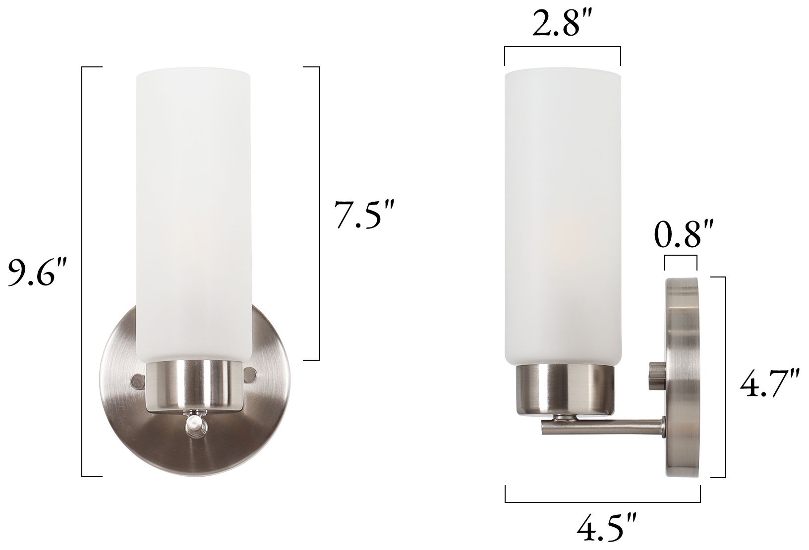 Image 3 Verona Modern Nickel Frosted Glass Cylinder Wall Sconce more views