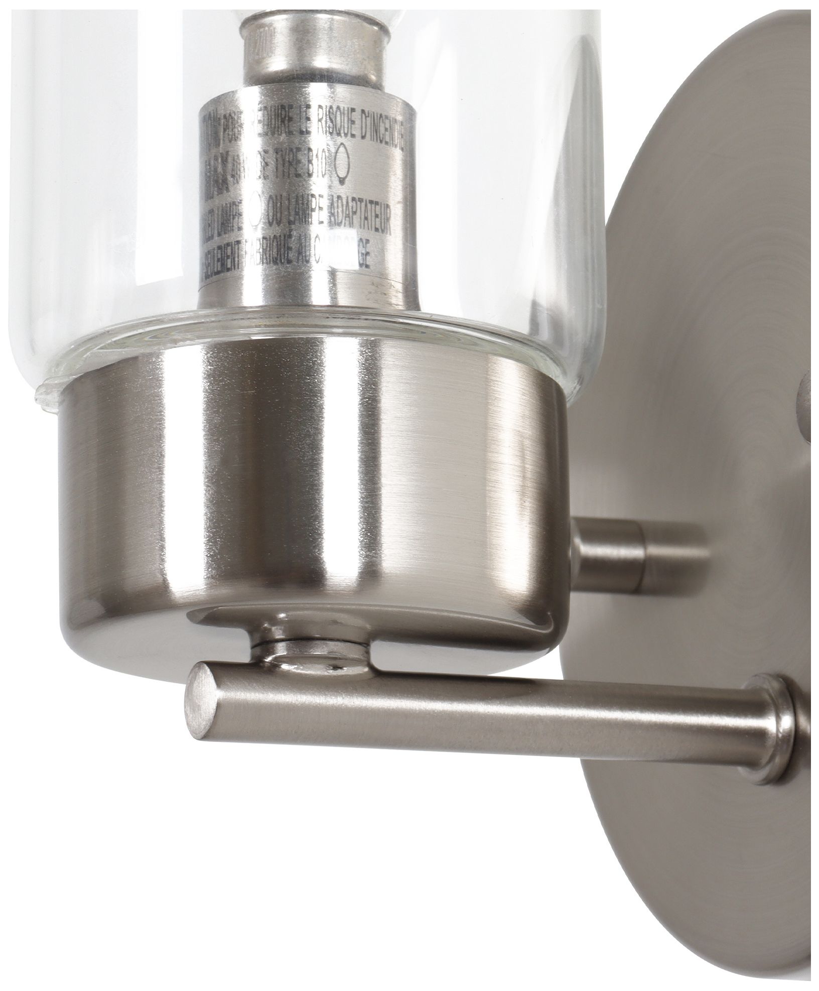 Image 3 Verona Modern Satin Nickel 1-Light Clear Glass Cylinder Wall Sconce more views