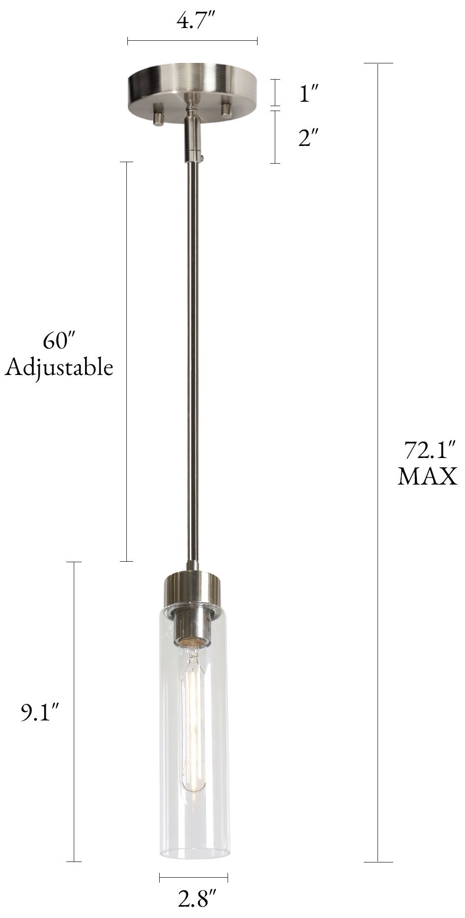 Image 2 Verona Modern Satin Nickel 1-Light Clear Glass Mini Pendant Light more views