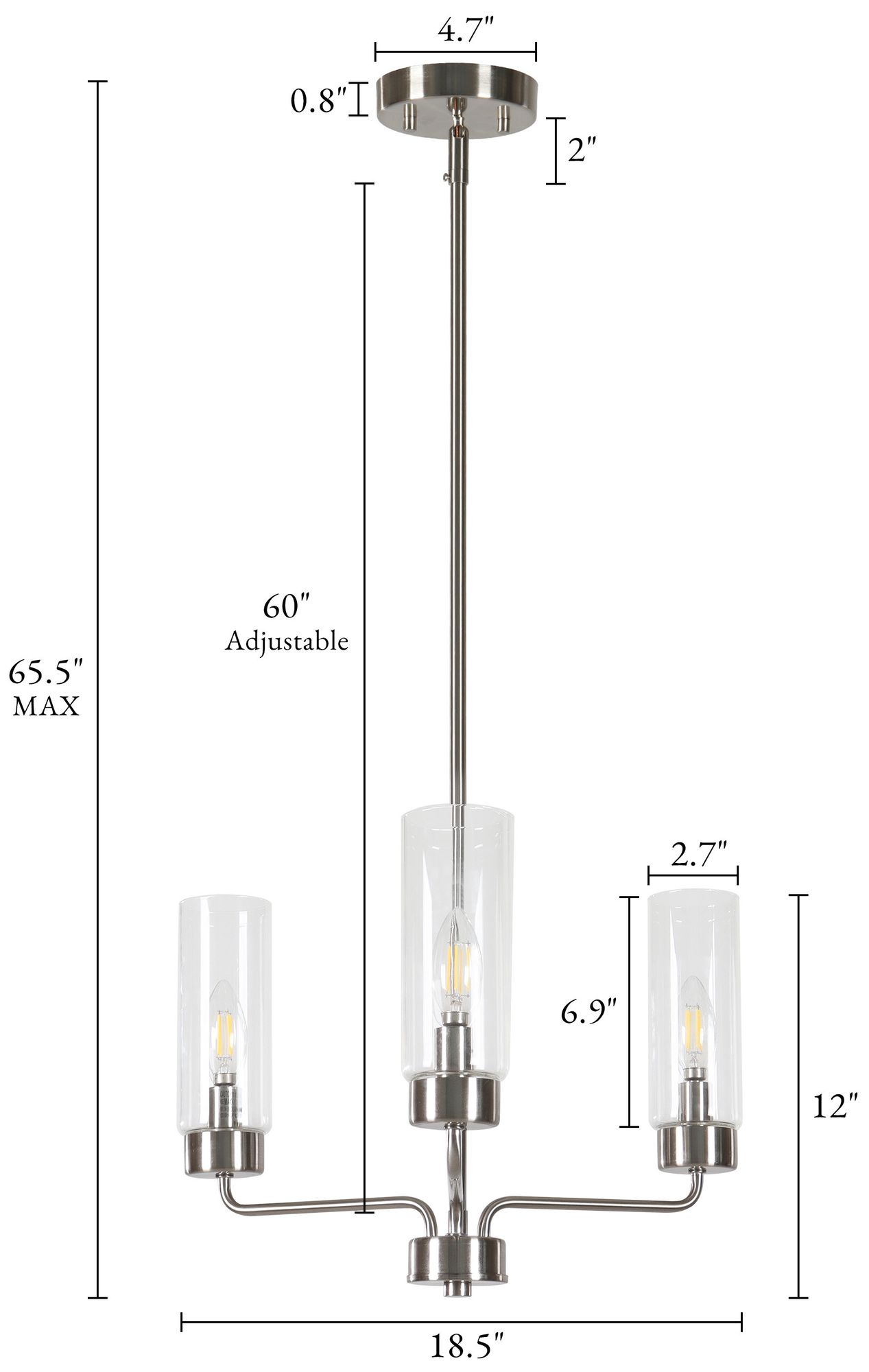 Image 2 Verona Modern Satin Nickel 18.5" Wide 3-Light Clear Glass Chandelier more views