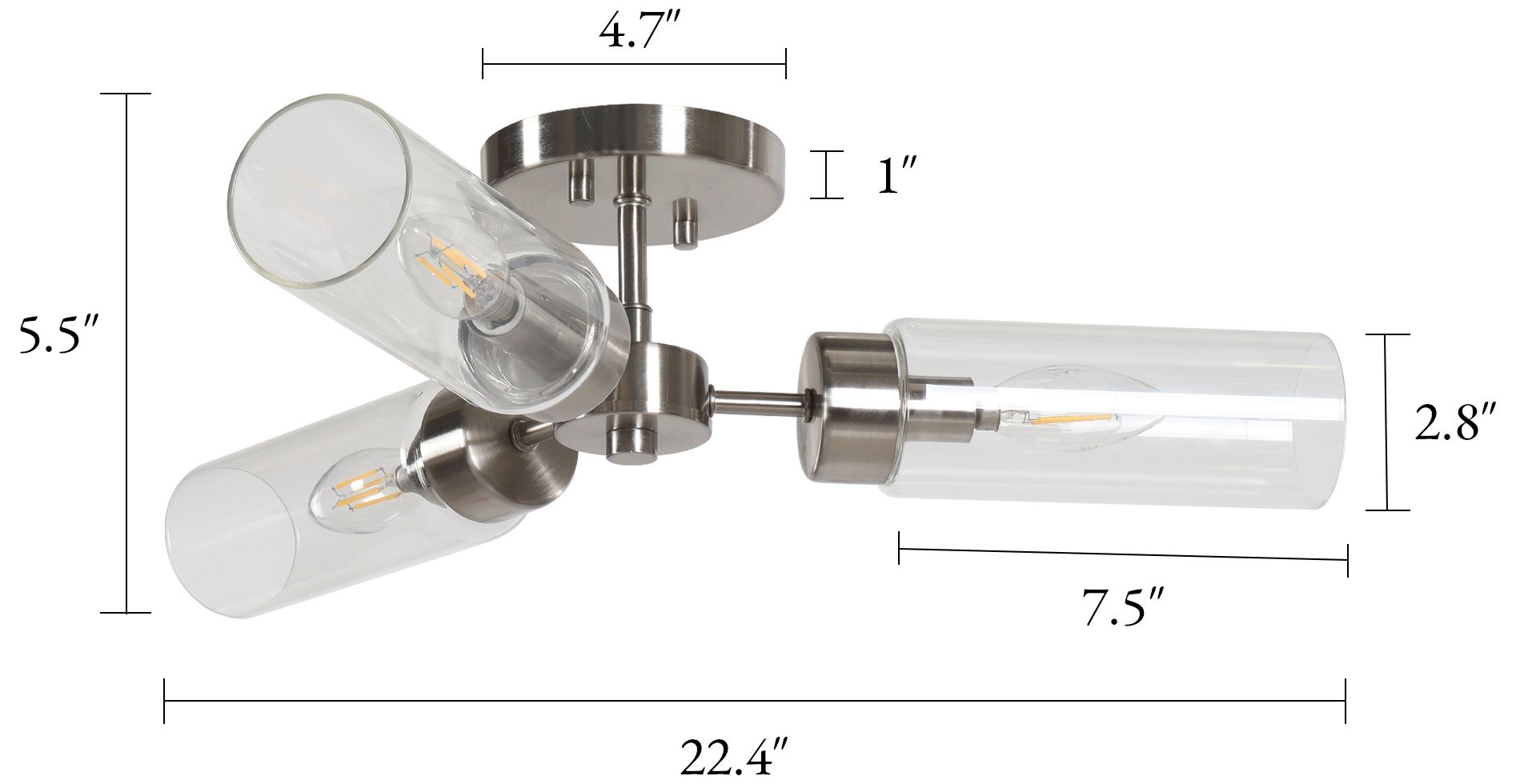 Image 2 Verona Modern Satin Nickel 22.4" Wide 3-Light Clear Glass Flush Mount more views