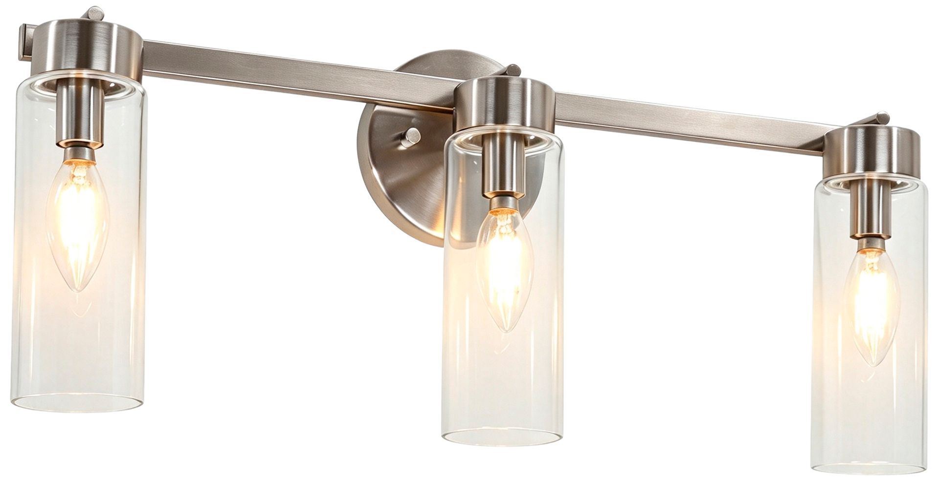 Verona Modern Satin Nickel 22" Wide 3-Light Clear Glass Vanity Light