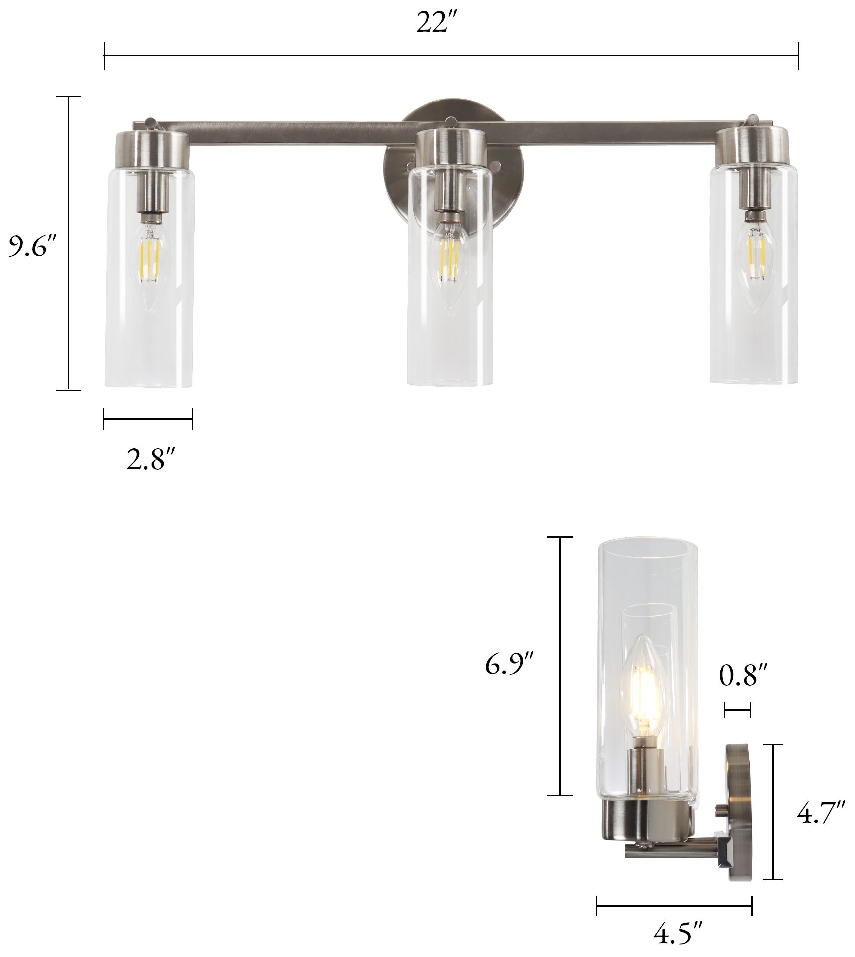 Image 2 Verona Modern Satin Nickel 22" Wide 3-Light Clear Glass Vanity Light more views