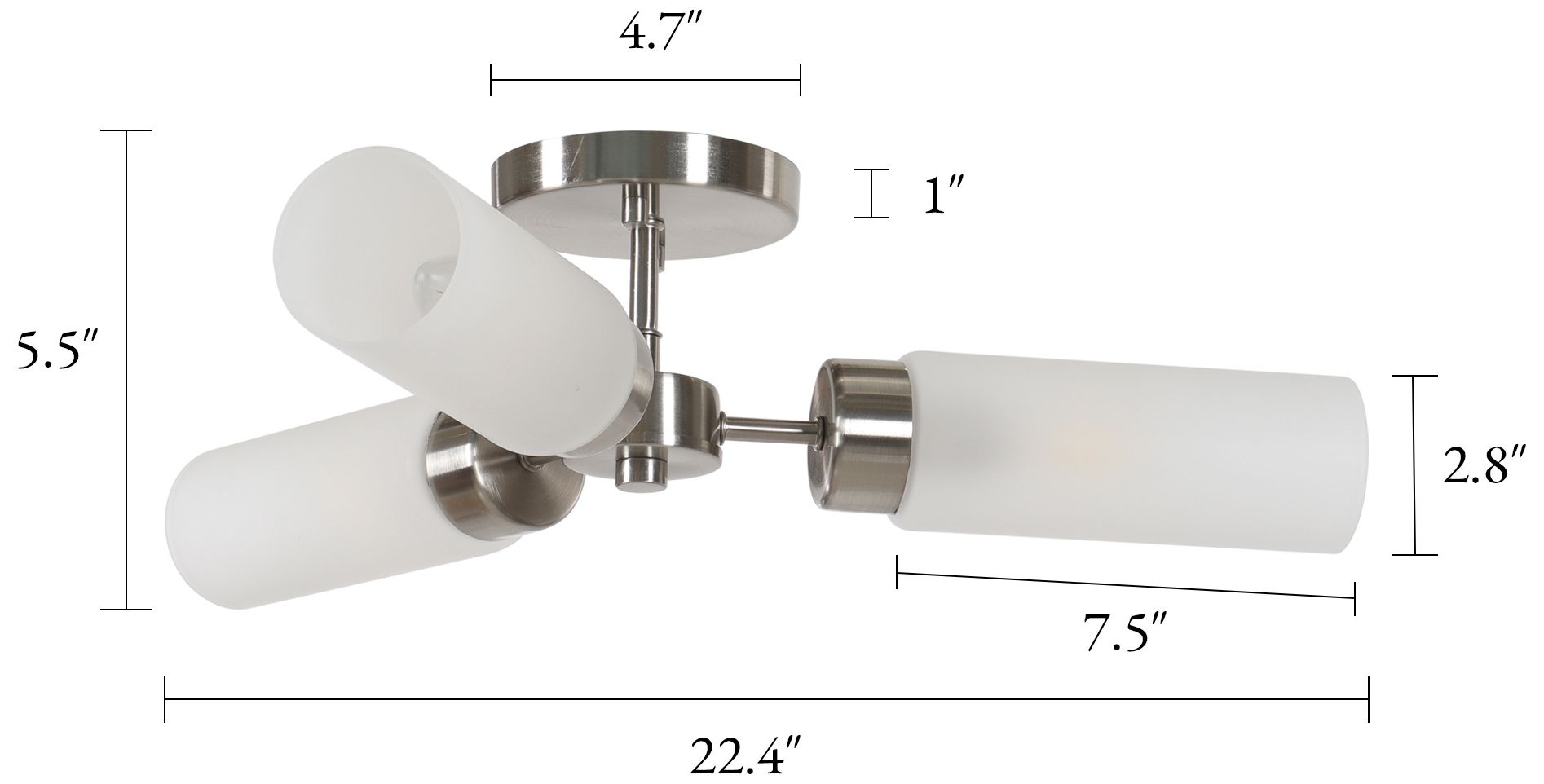 Image 2 Verona Modern Satin Nickel 22" Wide 3-Light Frosted Glass Ceiling Light more views
