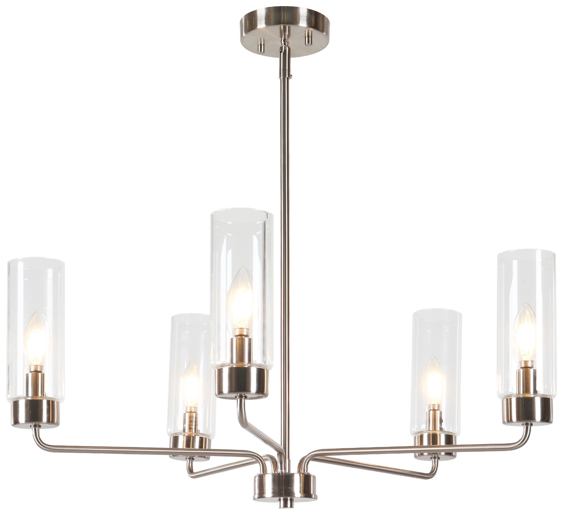 Verona Modern Satin Nickel 27.6" Wide 5-Light Clear Glass Chandelier