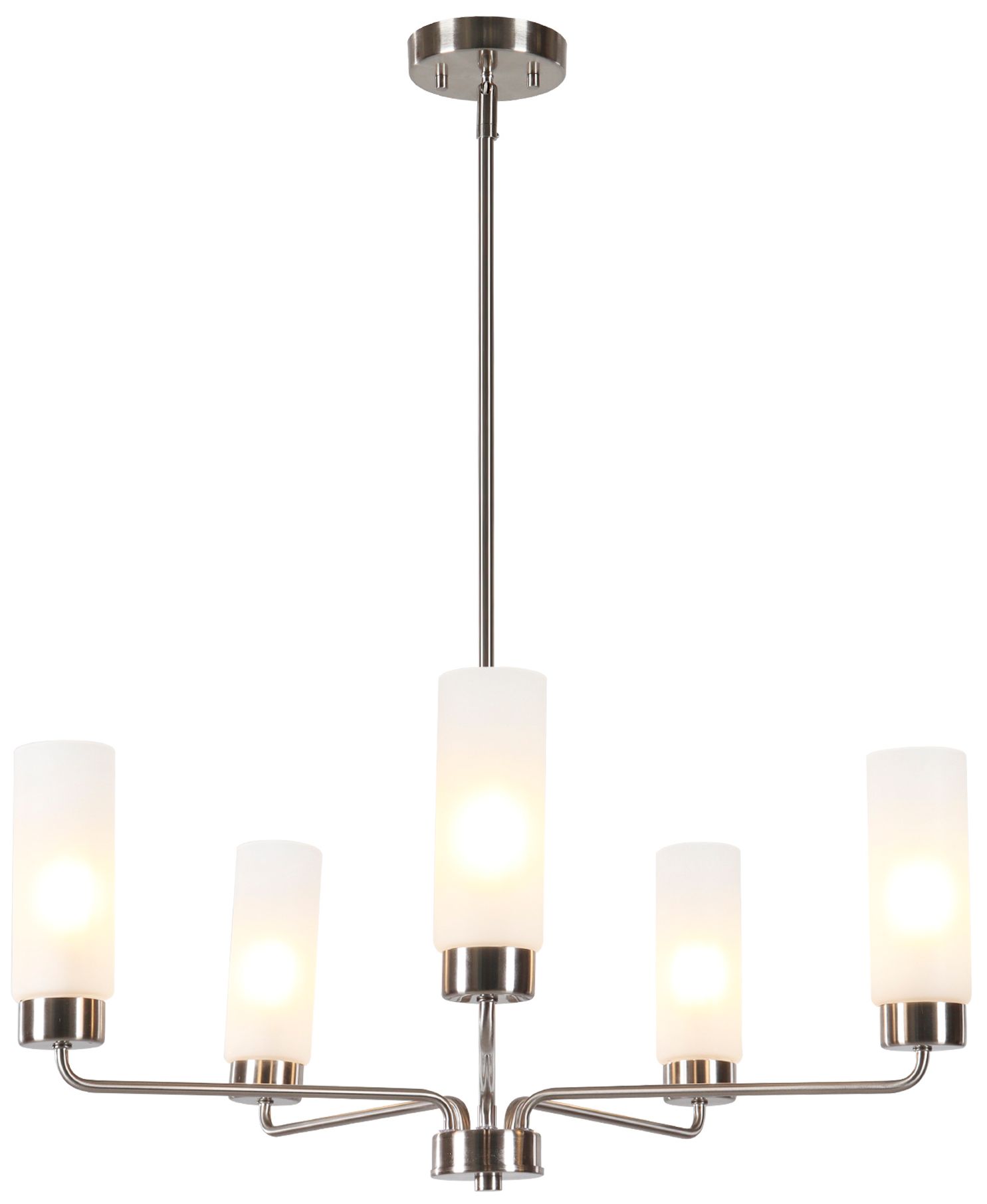 Verona Modern Satin Nickel 28" Wide 5-Light Frosted Glass Chandelier