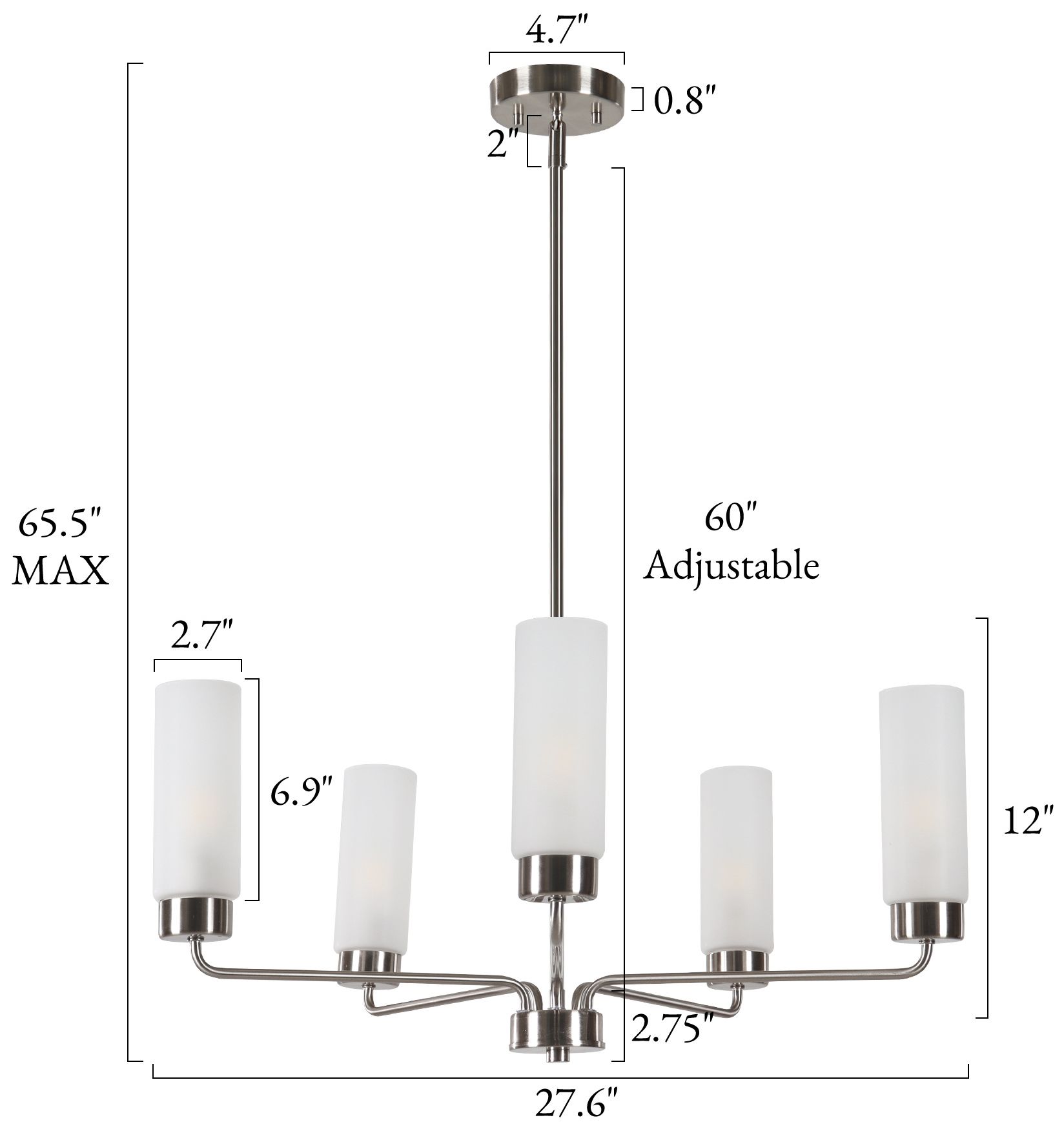 Image 3 Verona Modern Satin Nickel 28" Wide 5-Light Frosted Glass Chandelier more views