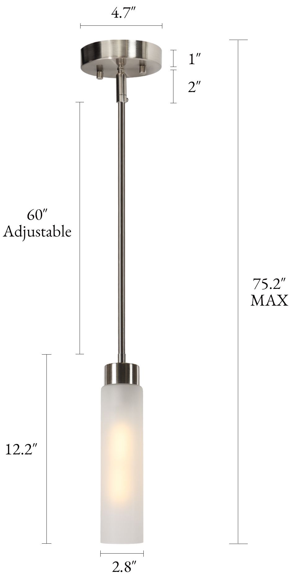 Thumbnail2 of Verona Modern Satin Nickel Frosted Glass Cylinder Mini Pendant Light more views