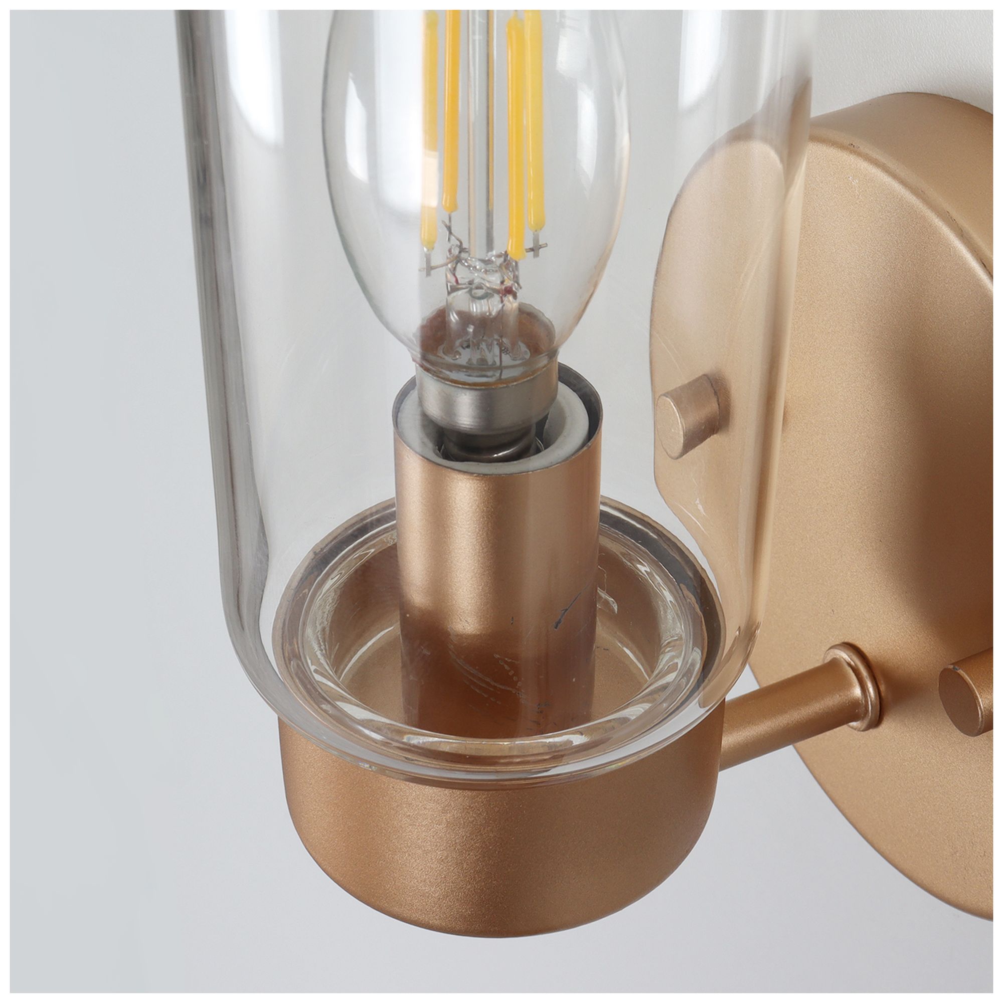 Image 3 Verona Modern Warm Gold 1-Light Clear Glass Cylinder Wall Sconce more views