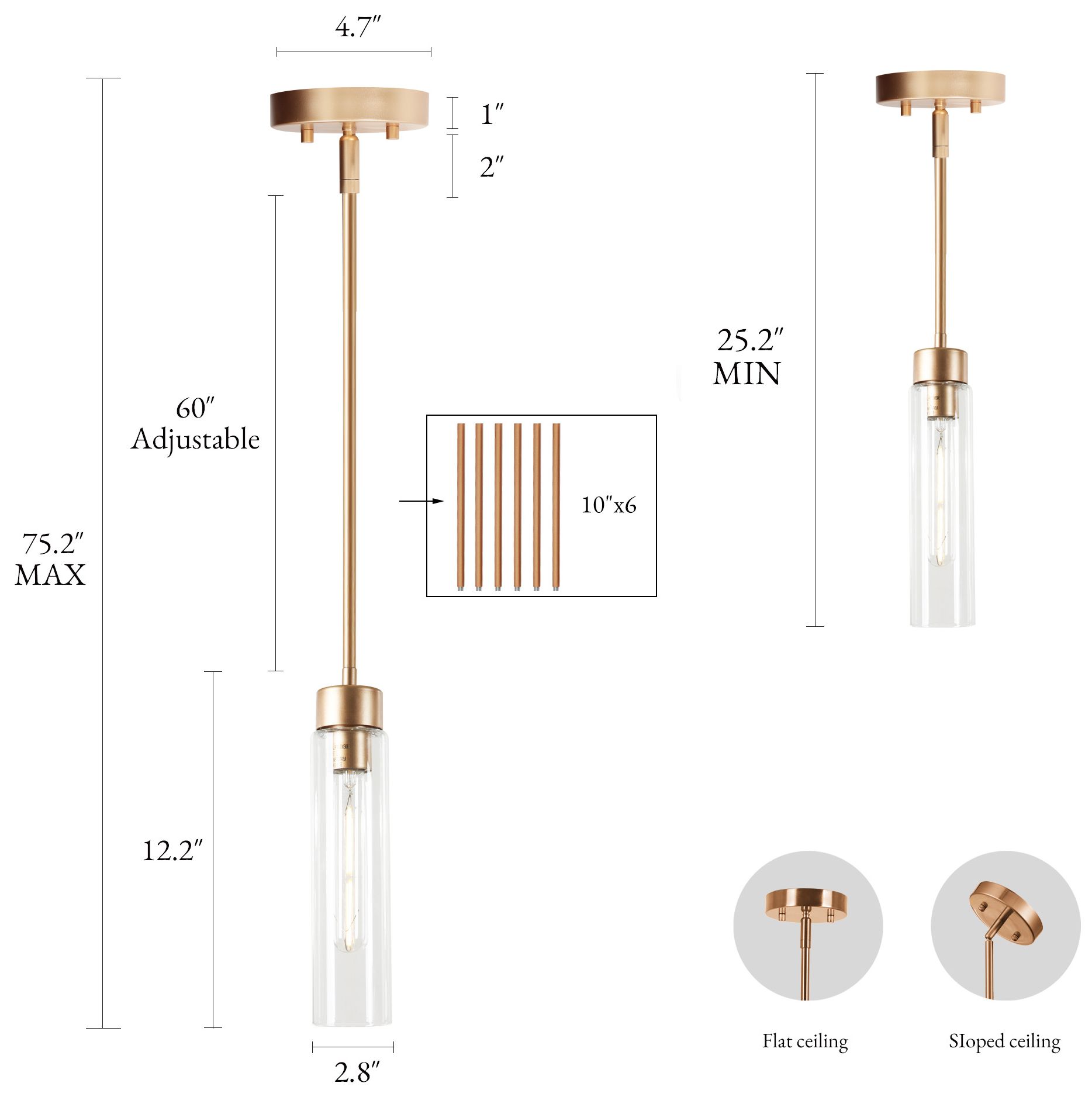 Thumbnail2 of Verona Modern Warm Gold 1-Light Clear Glass Mini Pendant Light more views