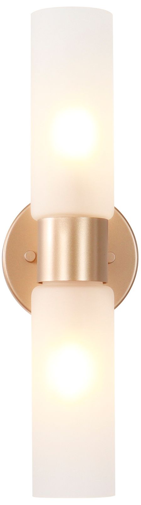 Verona Modern Warm Gold 16" High 2-Light Frosted Glass Wall Sconce