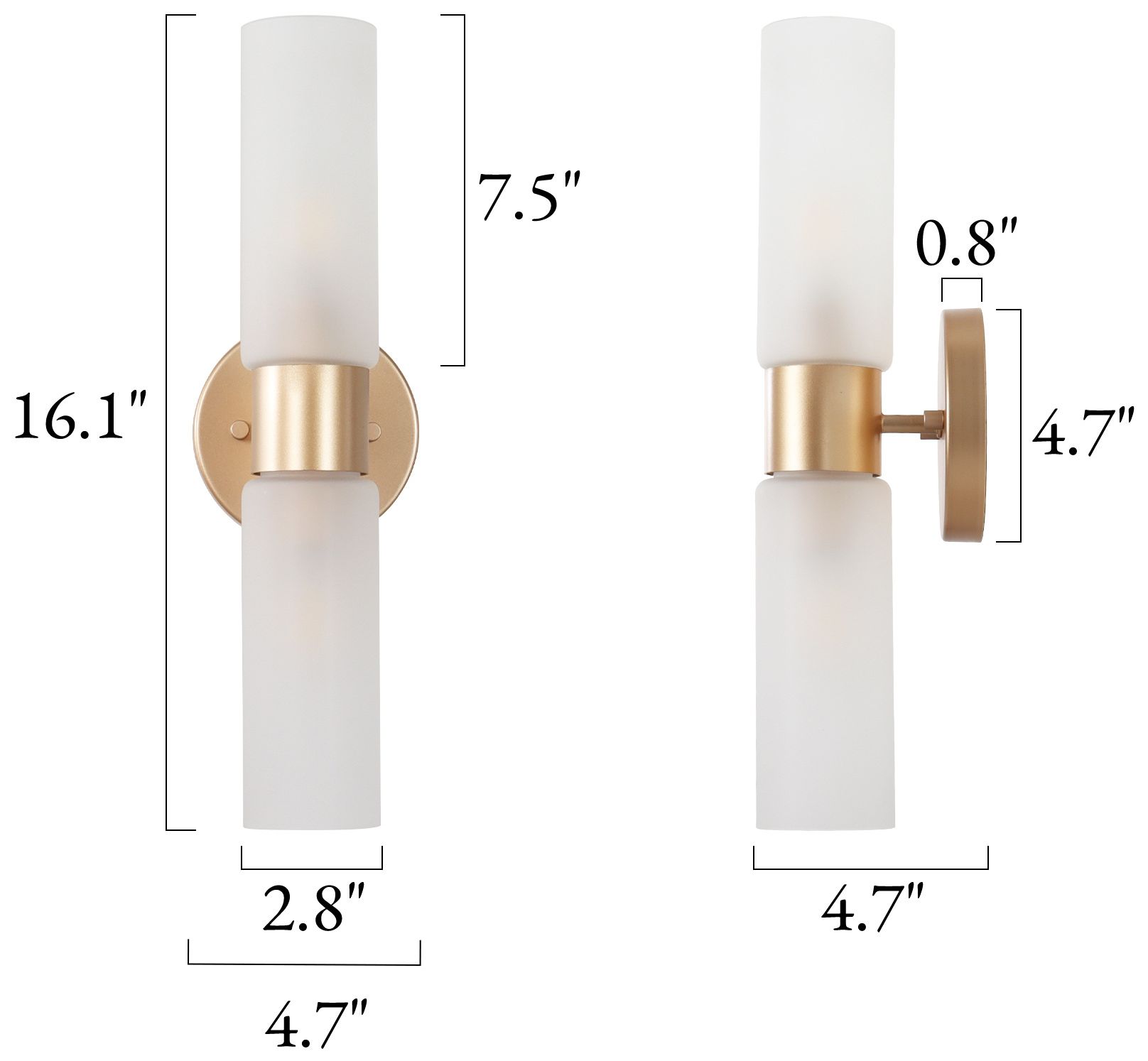 Image 2 Verona Modern Warm Gold 16" High 2-Light Frosted Glass Wall Sconce more views