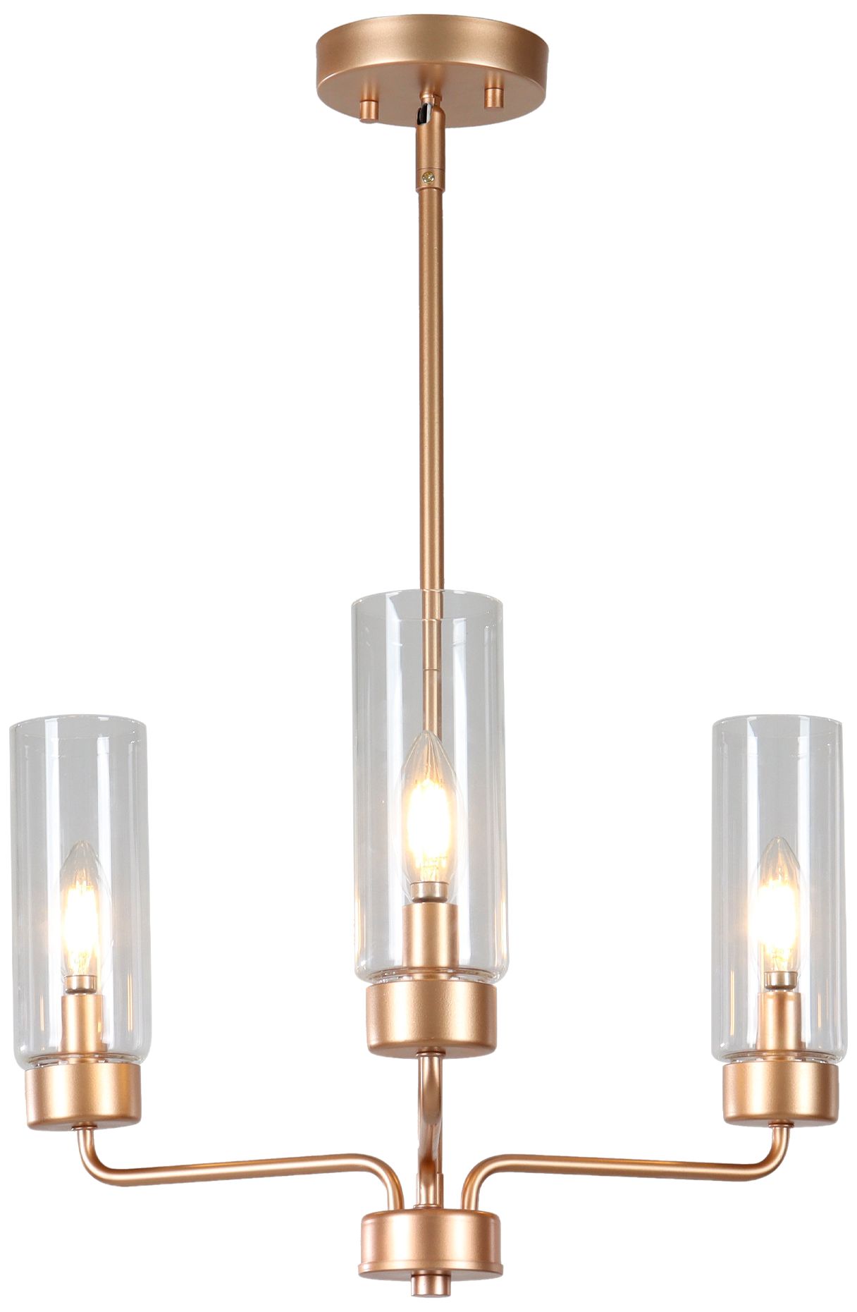 Verona Modern Warm Gold 18.5" Wide 3-Light Clear Glass Chandelier Pendant