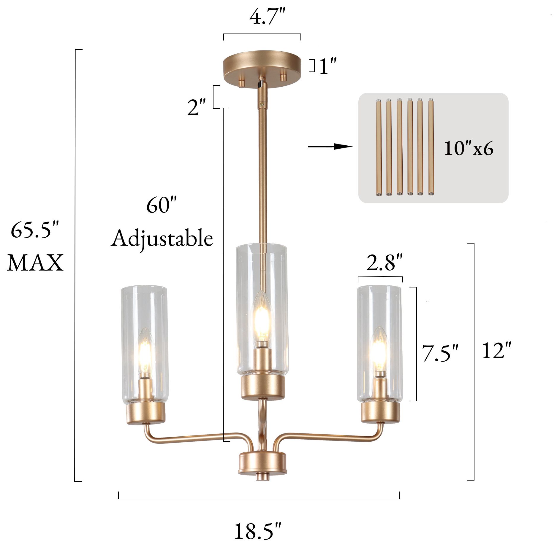 Image 2 Verona Modern Warm Gold 18.5" Wide 3-Light Clear Glass Chandelier Pendant more views