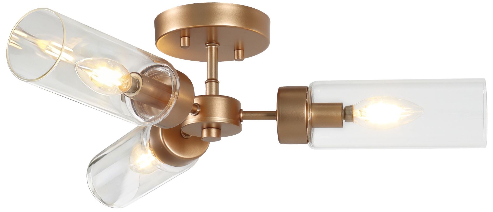 Verona Modern Warm Gold 22.4" Wide 3-Light Clear Glass Flush Mount