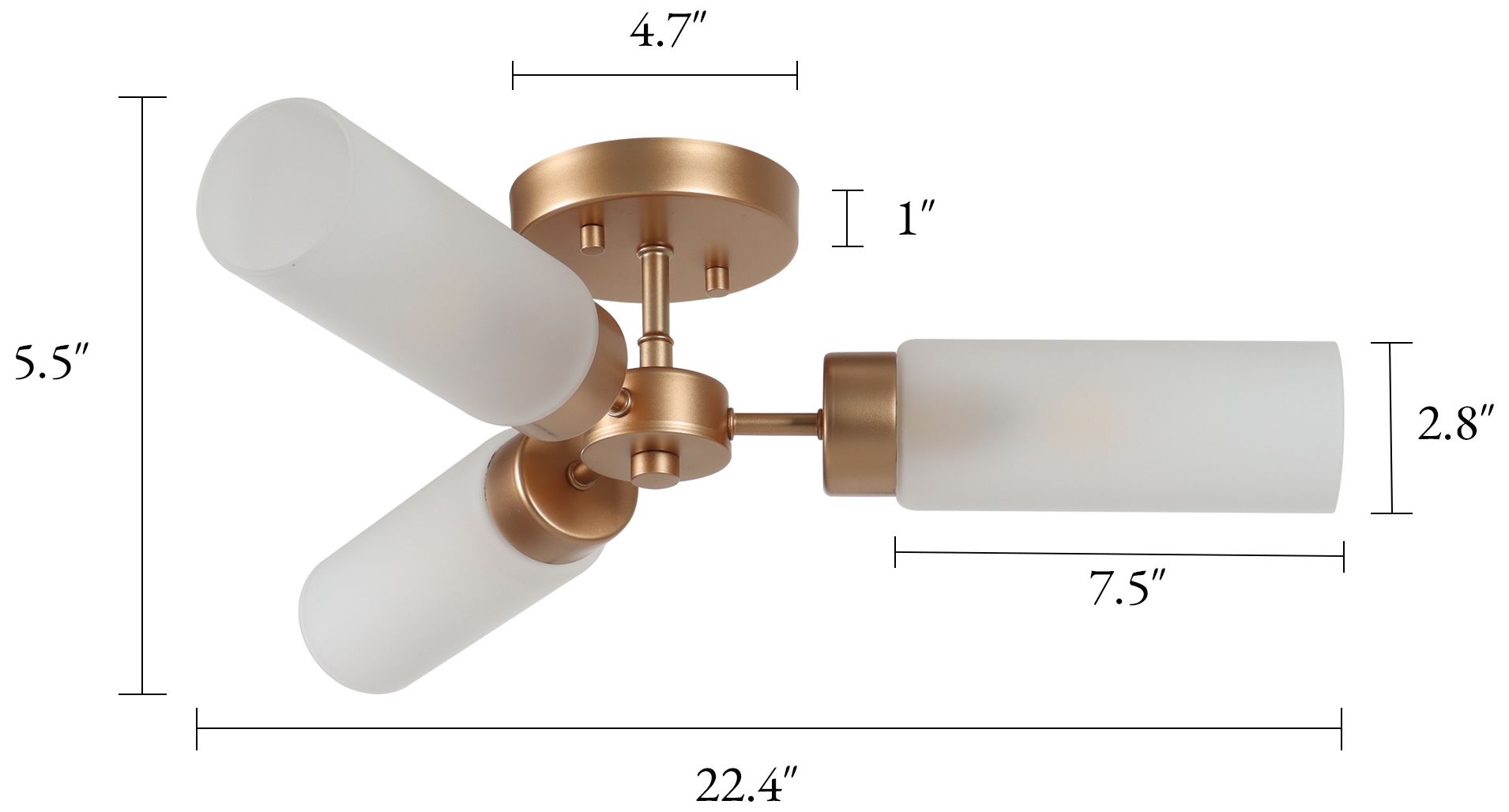 Image 2 Verona Modern Warm Gold 22" Wide 3-Light Frosted Glass Ceiling Light more views