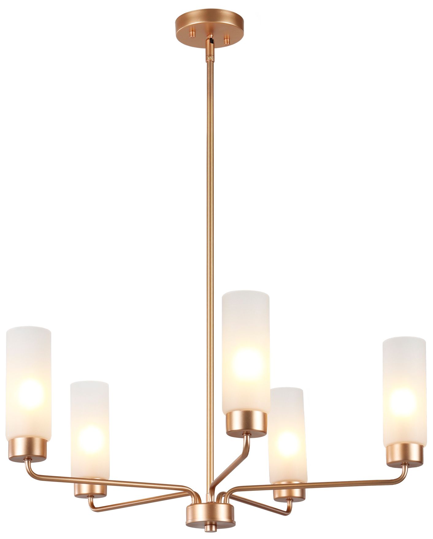 Verona Modern Warm Gold 28" Wide 5-Light Frosted Glass Chandelier