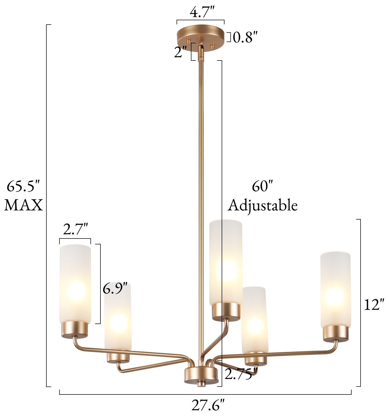 Image 2 Verona Modern Warm Gold 28" Wide 5-Light Frosted Glass Chandelier more views