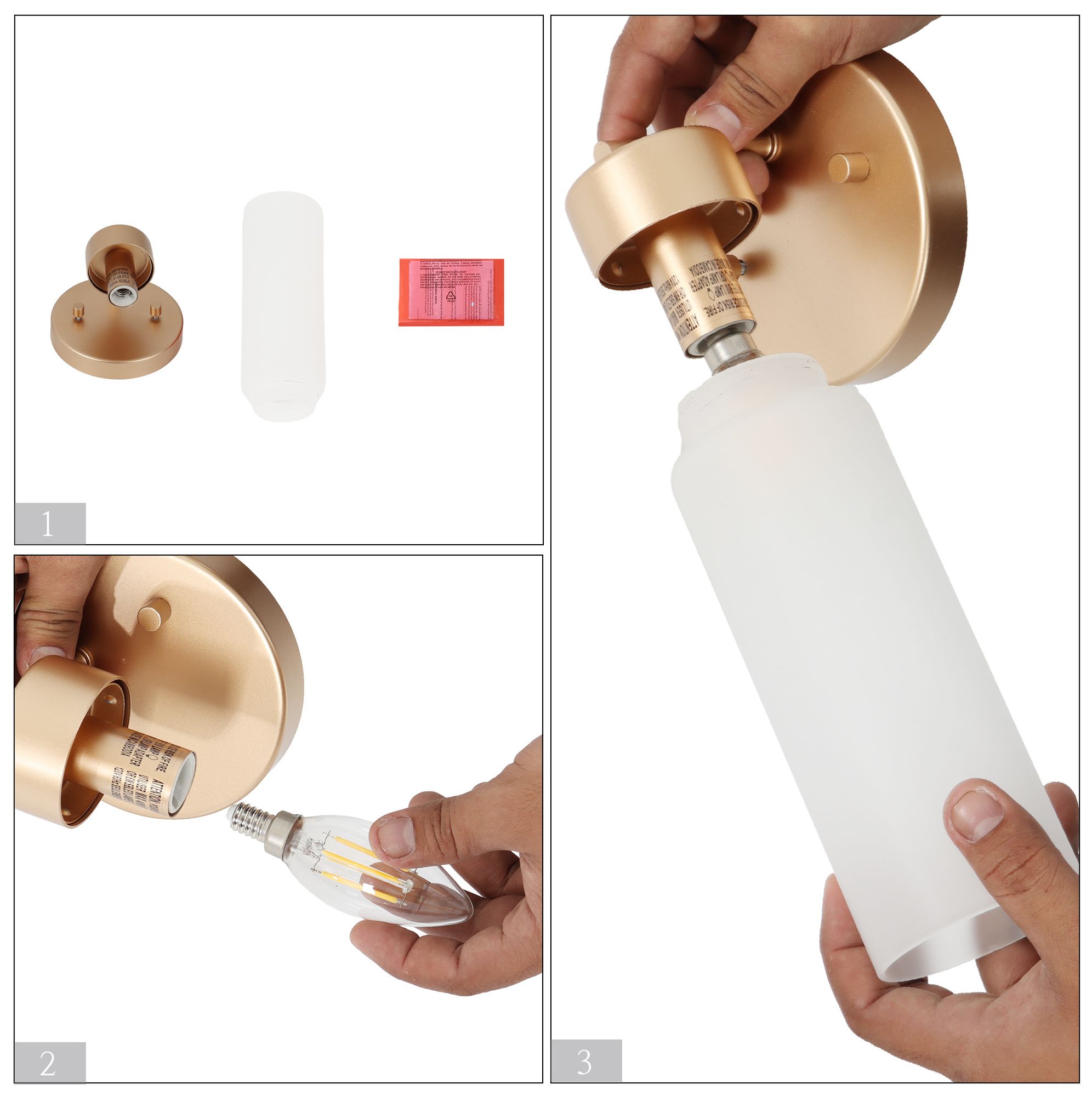 Image 2 Verona Modern Warm Gold Frosted Glass Cylinder Wall Sconce more views