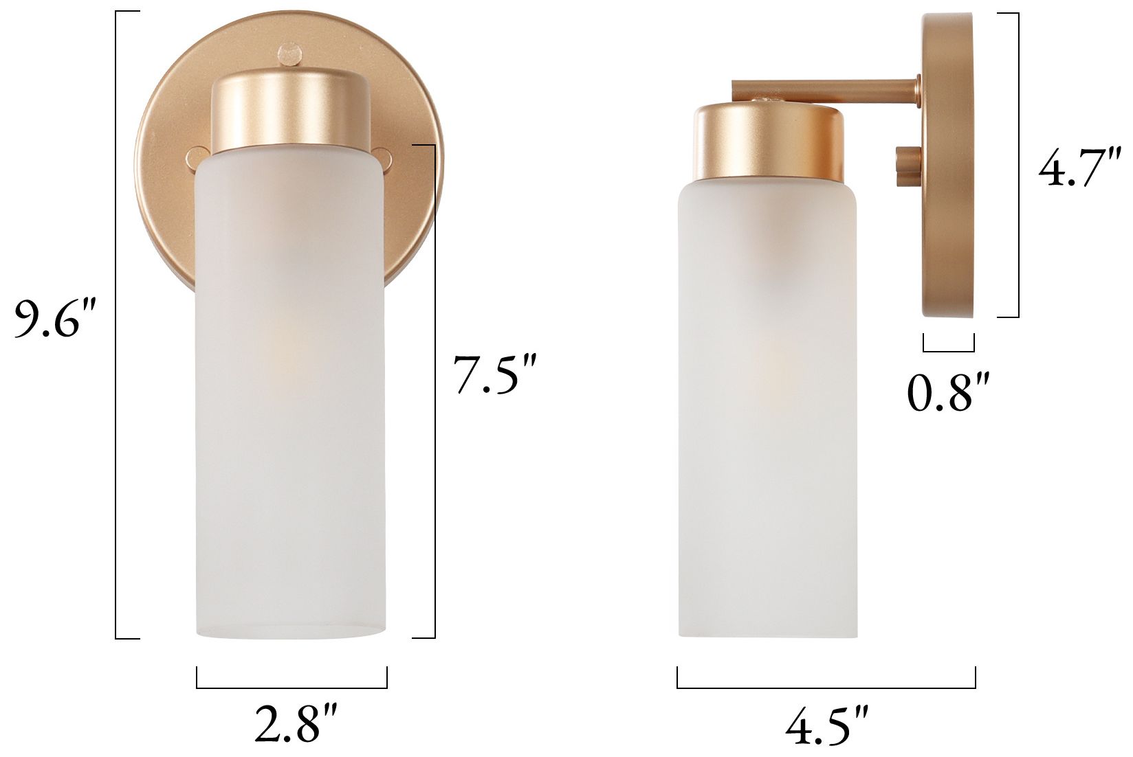 Image 3 Verona Modern Warm Gold Frosted Glass Cylinder Wall Sconce more views