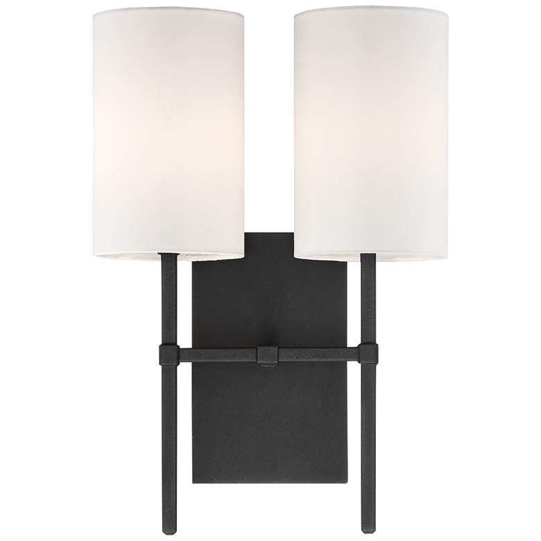 Image 1 Veronica 16 1/2 inch High Black Forged 2-Light Wall Sconce