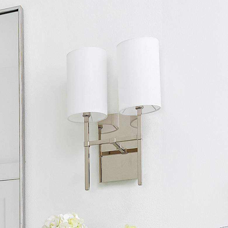 Image 1 Veronica 16 1/2 inch High Polished Nickel 2-Light Wall Sconce