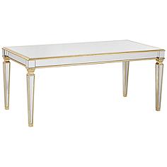 Veronica 71" Wide Gold Leaf and Mirror Dining Table