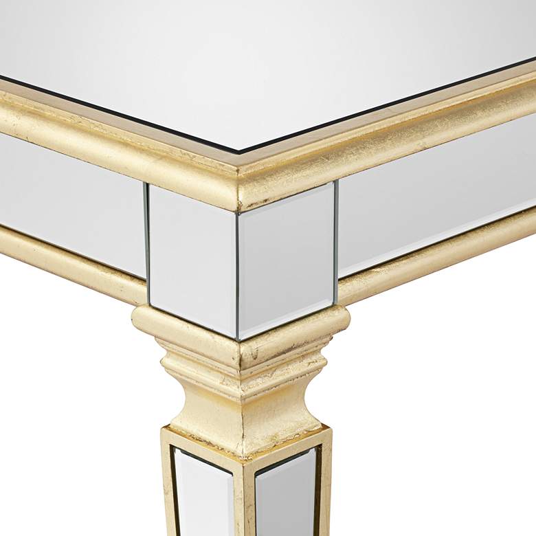 Veronica 71&quot; Wide Gold Leaf and Mirror Dining Table more views