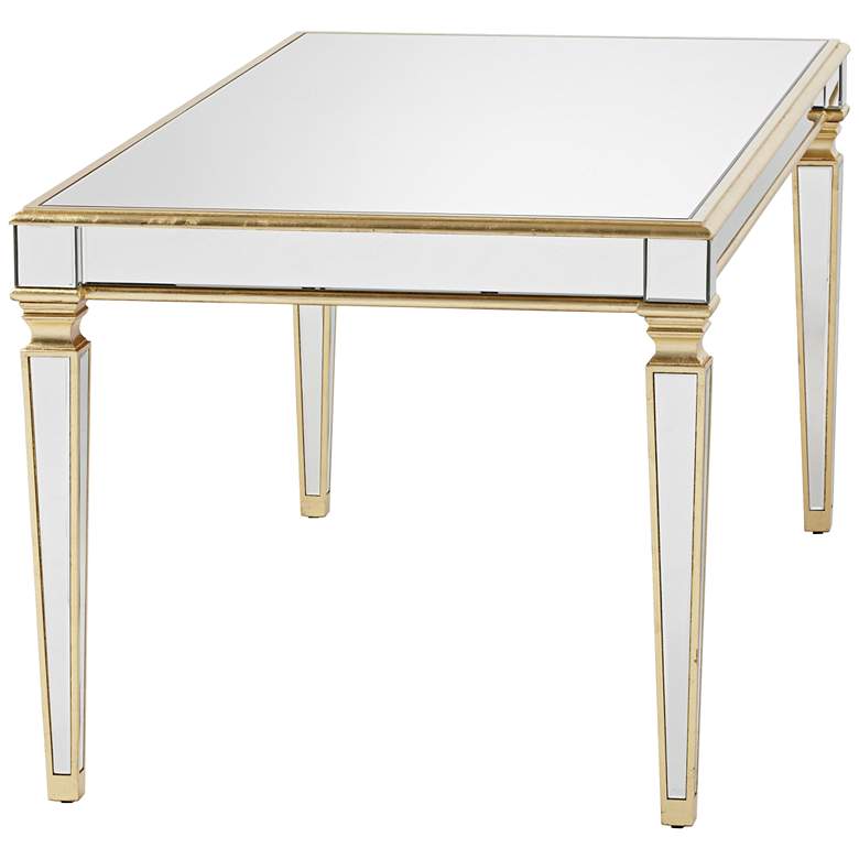 Veronica 71&quot; Wide Gold Leaf and Mirror Dining Table more views