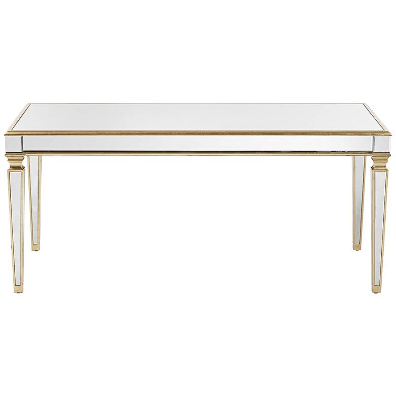 Image 6 Veronica 71" Wide Gold Leaf and Mirror Dining Table more views